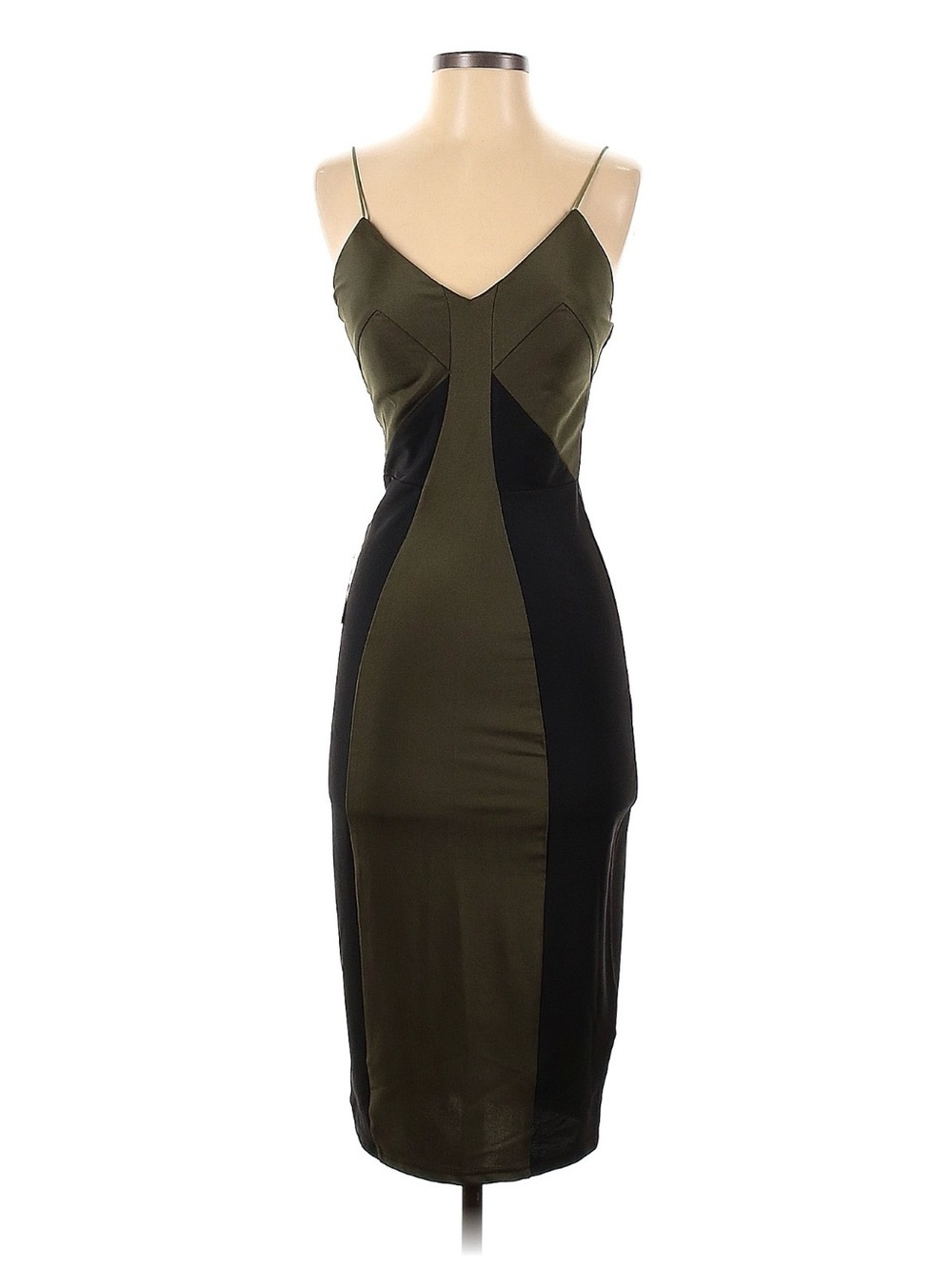 Rare London Olive and Black Mini Dress with Gold Straps